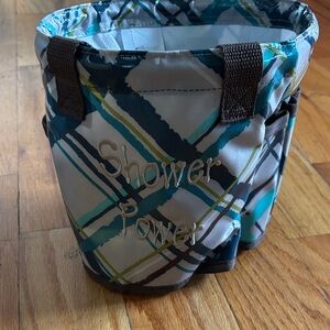 Thirty-One Plaid Shower Caddy with Brown Handles